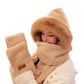 3-in-1 Winter Warm Plush Hooded Scarf Hat and Gloves