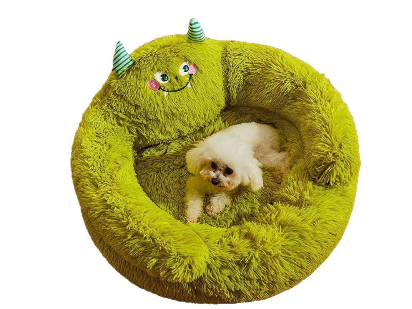 Green Monster Anti-Anxiety Plush Bed for Small Pets