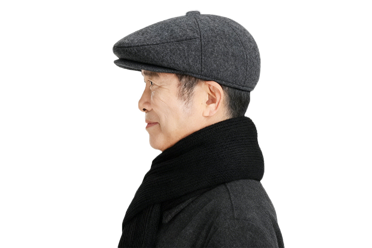 Men's Newsboy Cap with Ear Flaps Winter Warm Octagonal Hat Vintage Style Cap