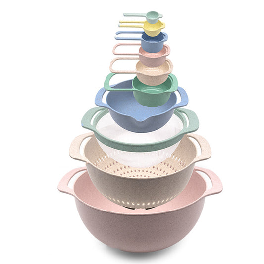 10Pcs Nested Mixing Bowls with Measuring Spoon