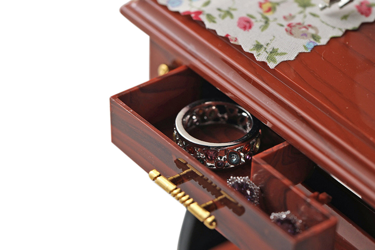 Retro Sewing Machine Music Box with Drawer Storage Desktop Decorative