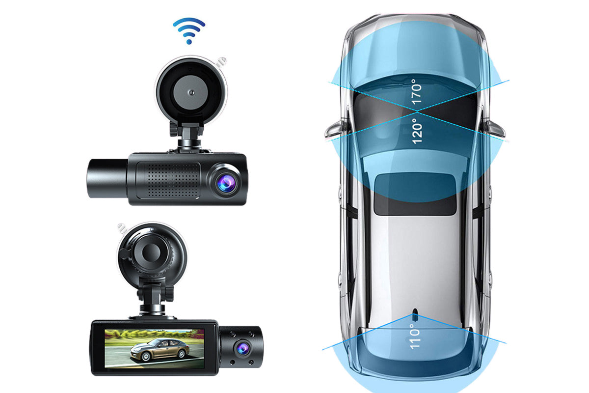 Dash Cam with WiFi Front Rear Interior Recording Night Vision