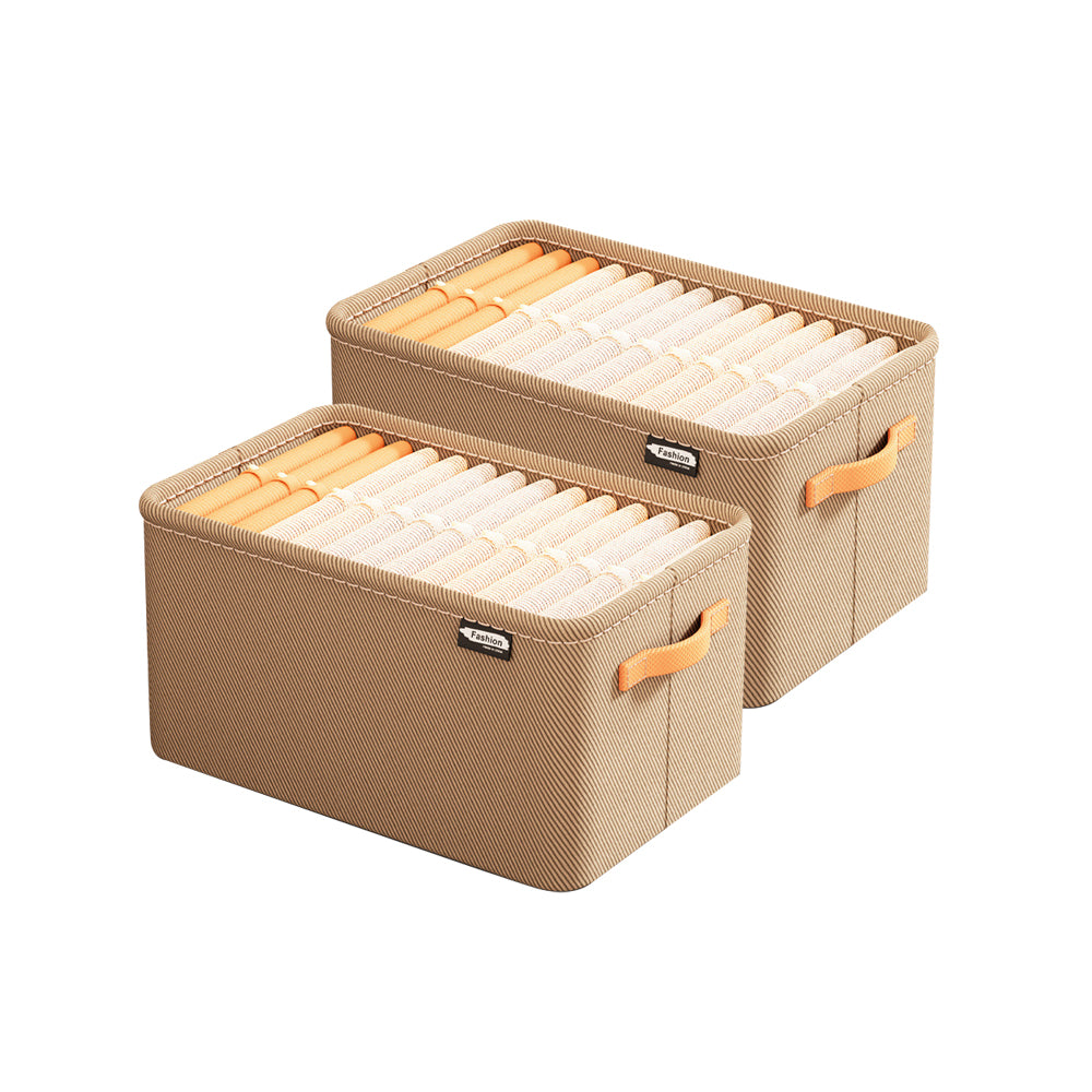 2Pcs Clothing Storage Box Steel Frame Drawer Organizer with Handles
