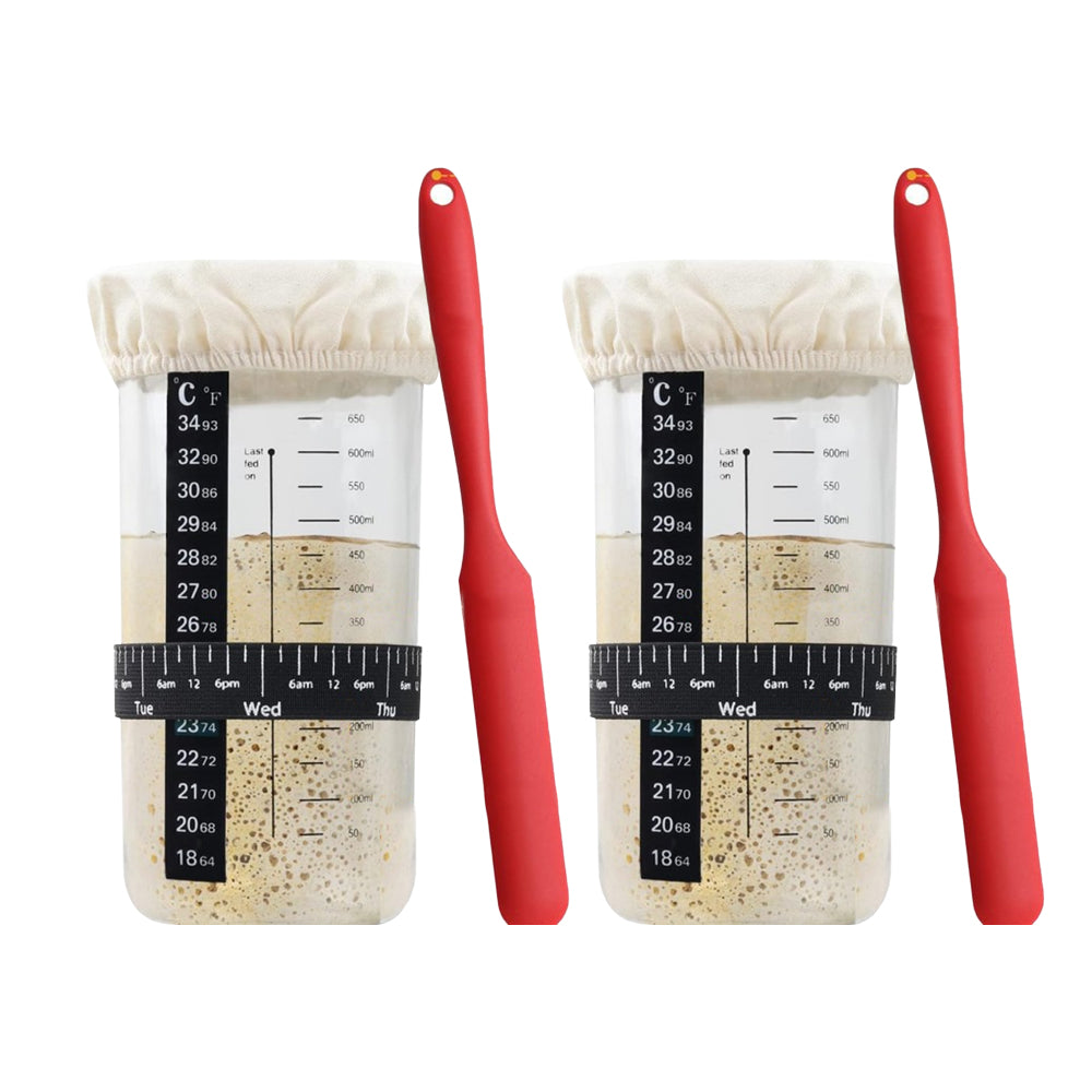 2Pcs 24oz Sourdough Starter Jar Kit