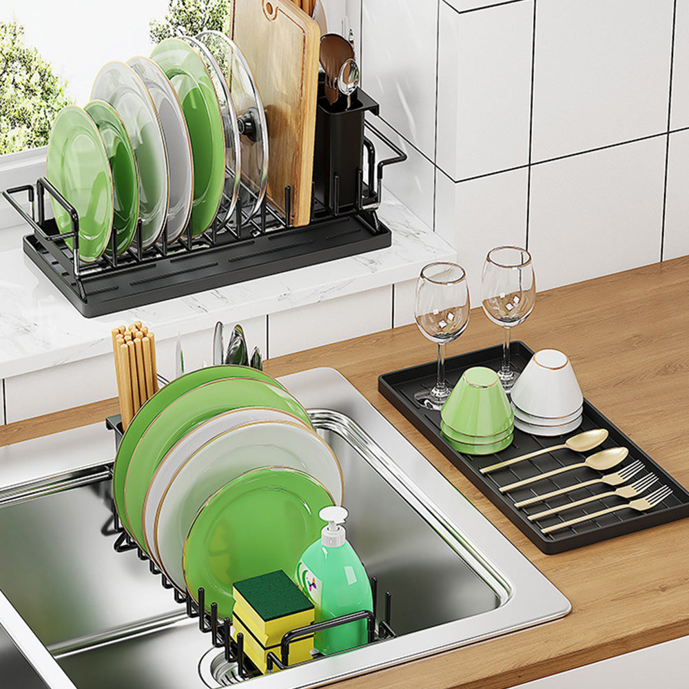 Expandable Sink Dish Drying Rack Black