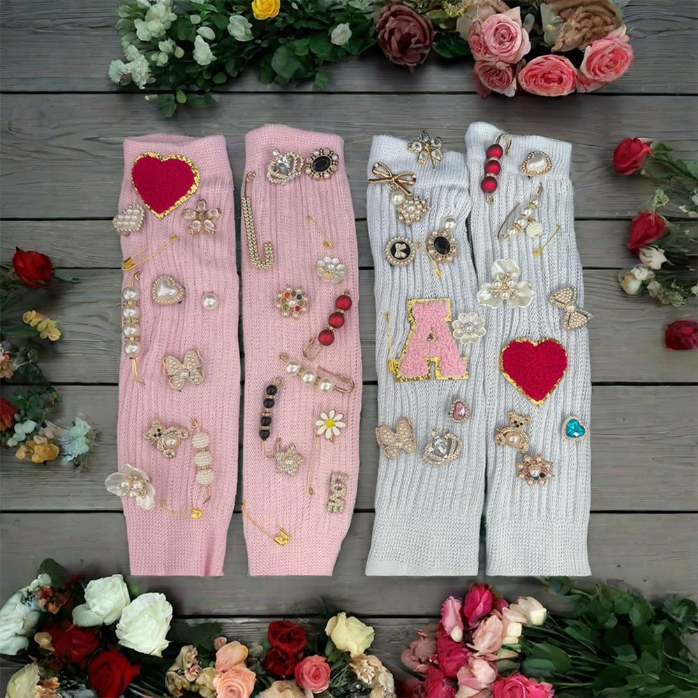 55Pcs Charms for Socks Pin Brooch Gold Bling Sock Jewelry Charms for Women