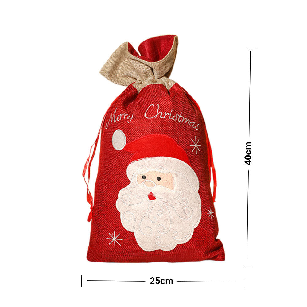 Xmas Sack Bag Christmas Burlap Stocking Gift Bag -Style 1