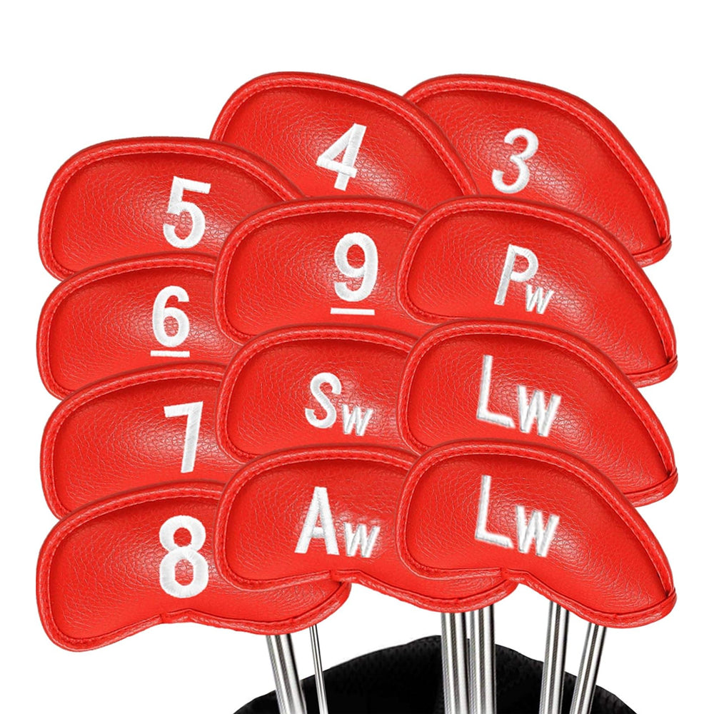 12Pcs PU Leather Head Cover Golf Iron Club Putter Head Cover
