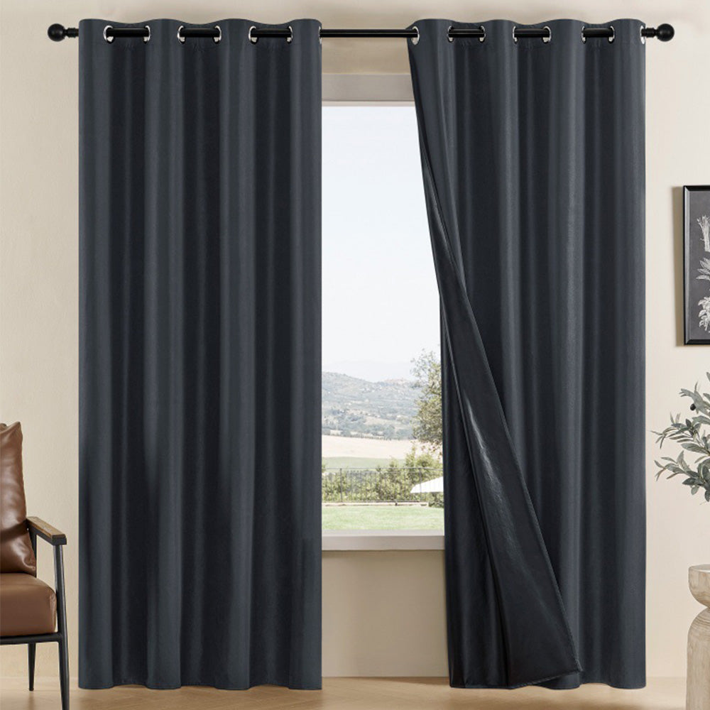 Blackout Curtain Panel with Black Liner Heat & Light Blocking Drapes