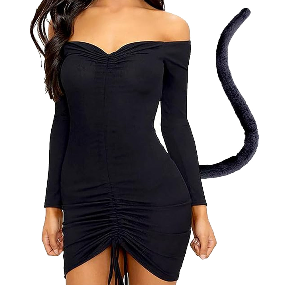 Black Cat Costume Set for Women-Queen Crown Pattern
