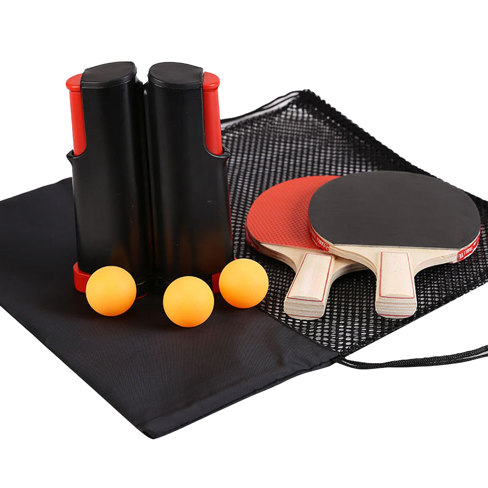 Portable Table Tennis Set with Rackets Balls Retractable Net and Carry Bag