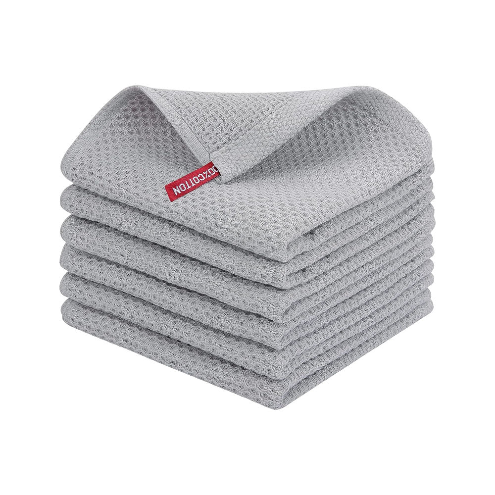 6Pcs Cotton Waffle Weave Kitchen Dish Cloths Ultra Soft Absorbent Dish Towels