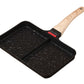 2-Section Grill Pan Dual Zone Non-Stick Grill Pan Frying Pan for Gas and Induction Stoves