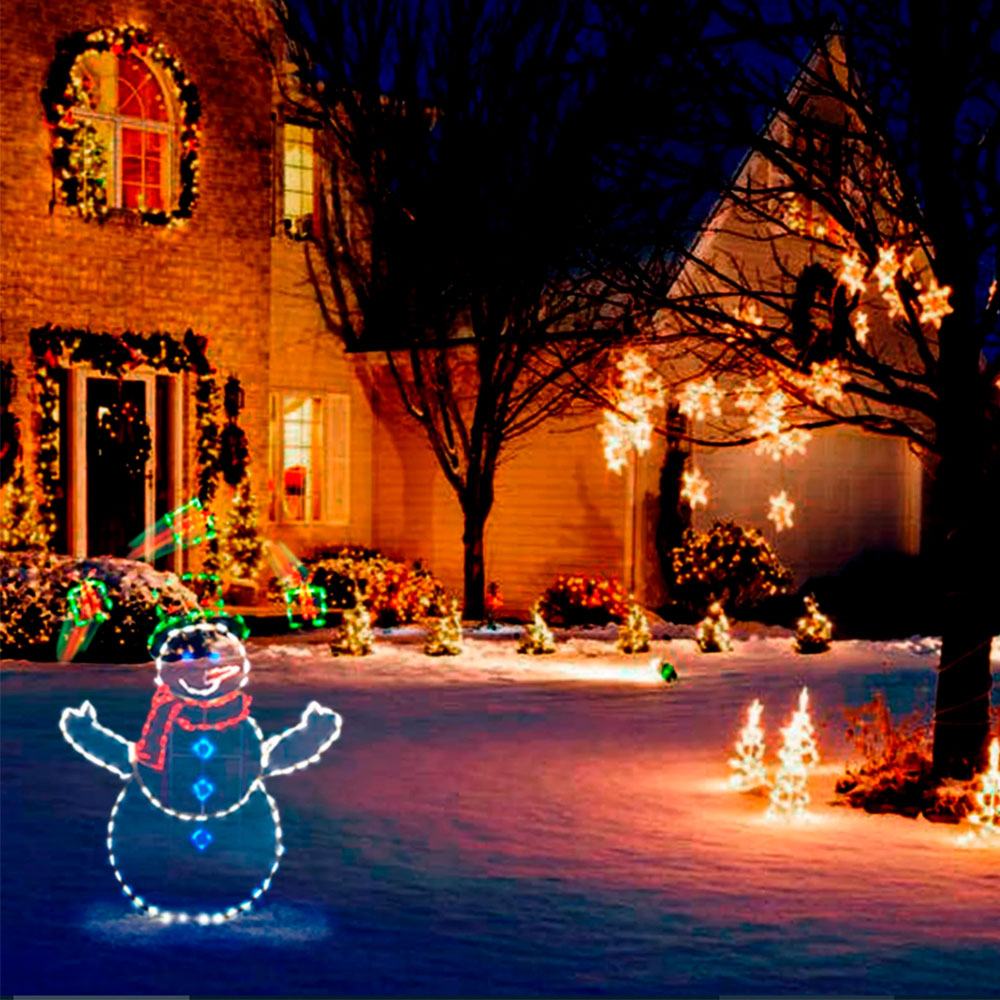 Stainless Steel Lighted Christmas Snowman Decoration With LED Light Strings Christmas Decorative Signage Light-Snowman