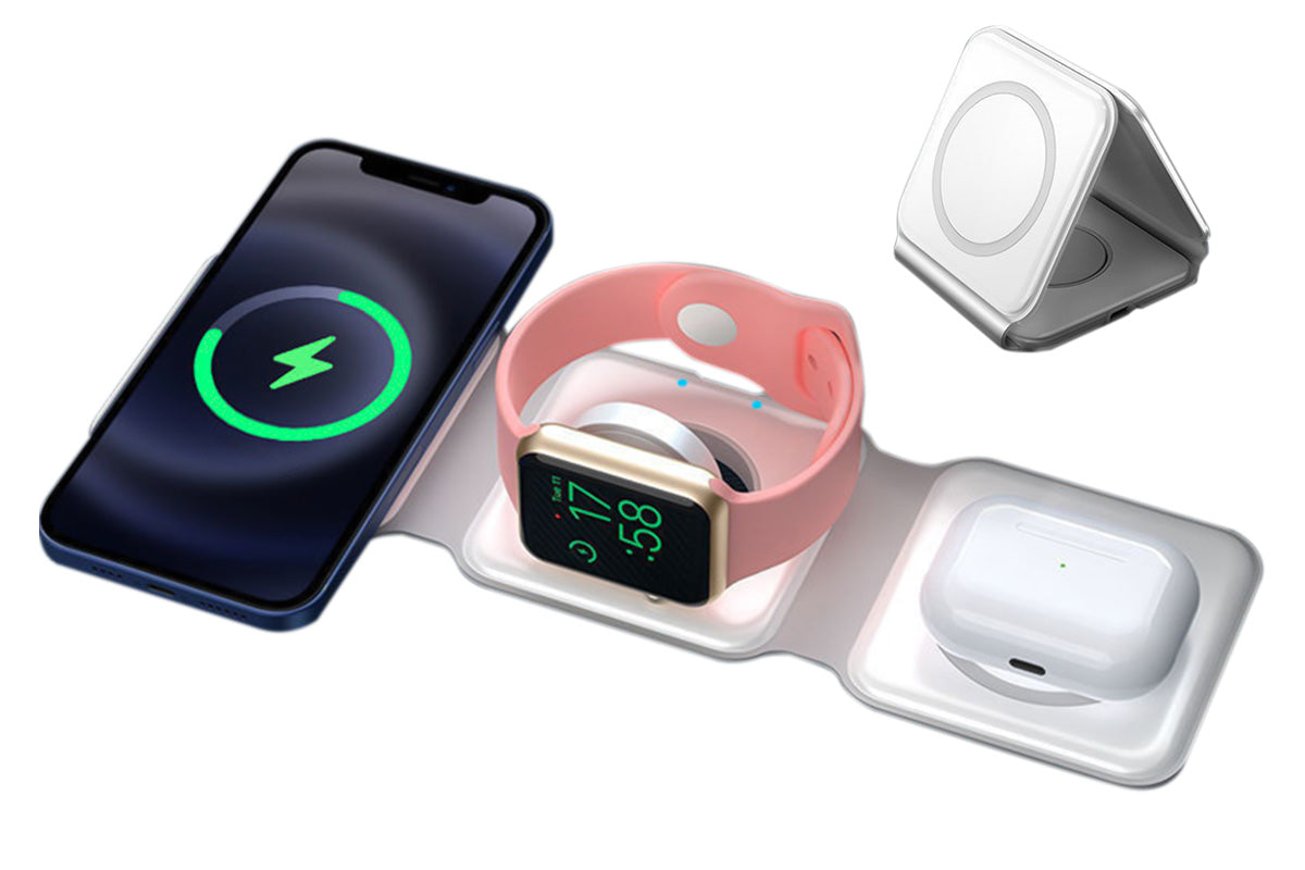 3 in 1 Foldable Wireless Charging Base for iPhone 16 15 14 13 12 Pro Max Plus Apple Watch and AirPods