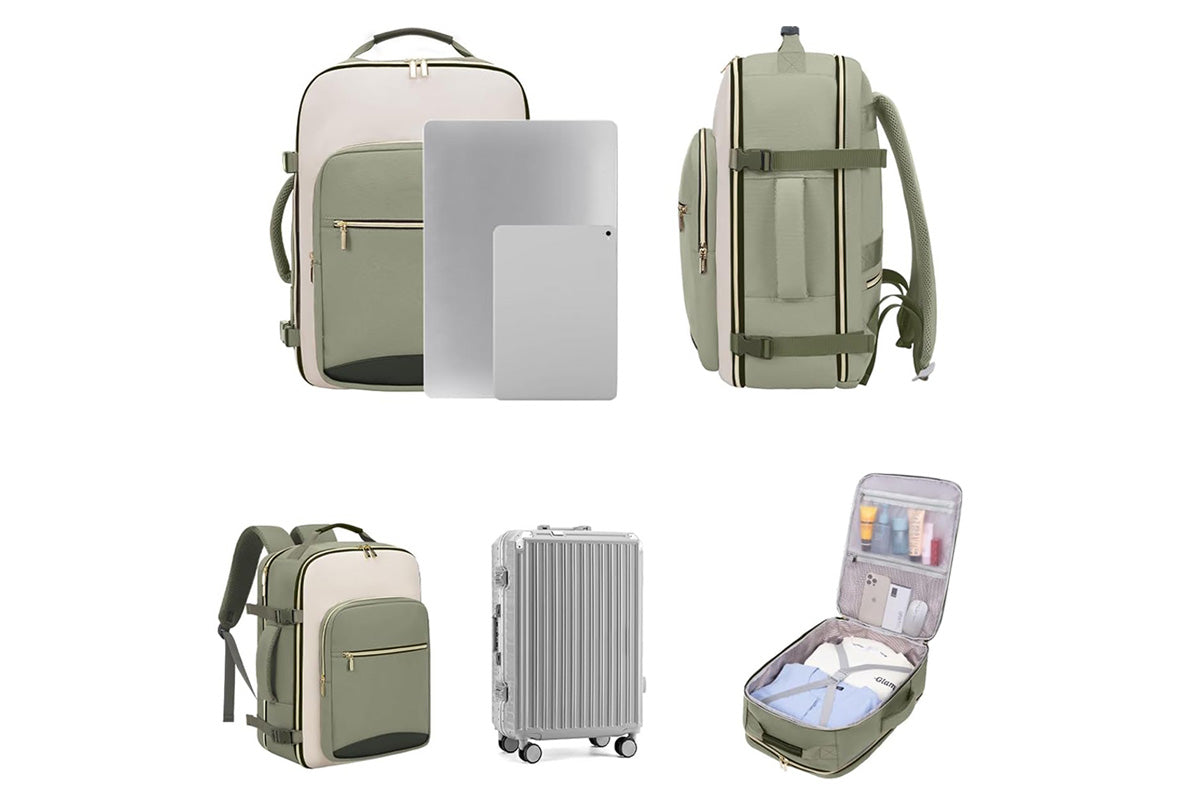 4-Piece Travel Backpack Set Weekender Essentials Backpack for Airplane Travel