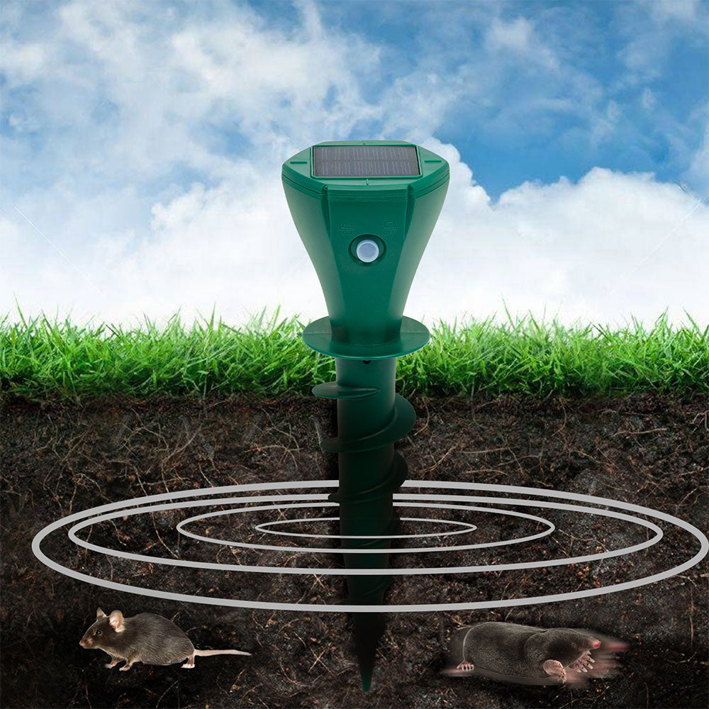 2Pcs Solar Powered Ultrasonic Mole Repellent Outdoor For Lawn Garden Yard