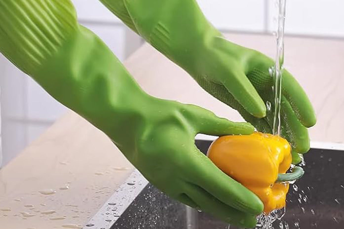 38cm Extra Long Rubber Gloves 3 Pack Heavy Duty Cleaning Gloves for Dishwashing