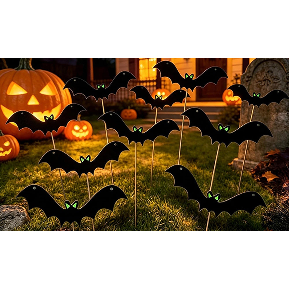 12PCS Halloween Bat Garden Stakes