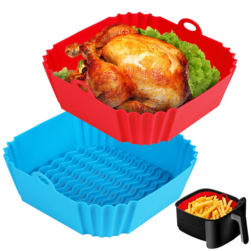 Silicone Liners Square for Air Fryers 2pcs Reusable Non Stick Baking Tray for Air Fryers