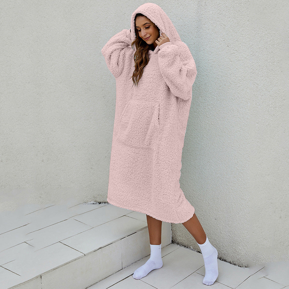Reversible Faux Shearling Hooded Blanket