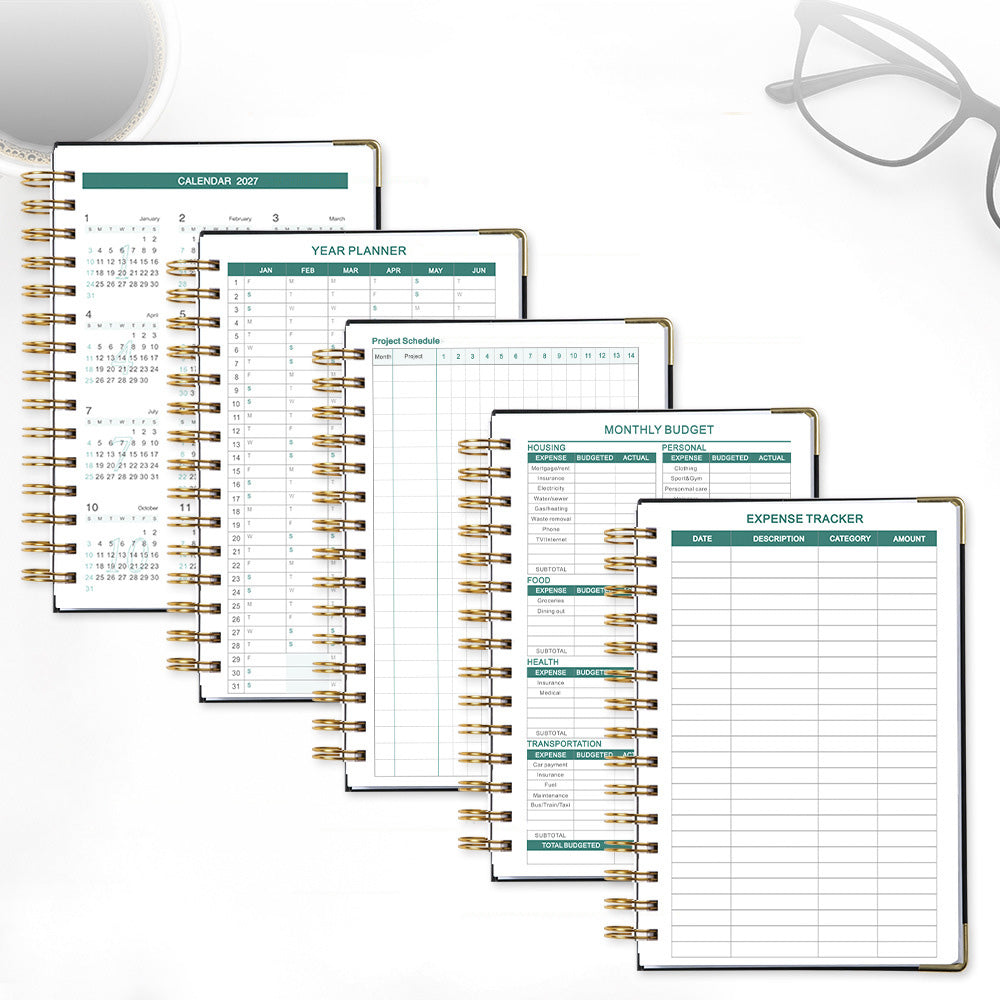 2027 A5 Hardcover Weekly Planner Calendar Notebook January to December
