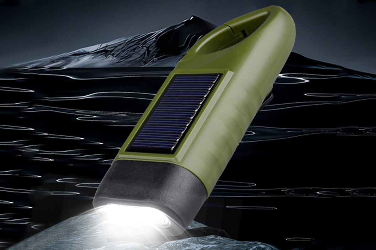 Hand Crank Solar Powered Flashlight Emergency Rechargeable LED Flashlight
