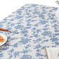 135x180cm Retro Blue Rose Floral Cotton Linen Fabric Tablecloth
