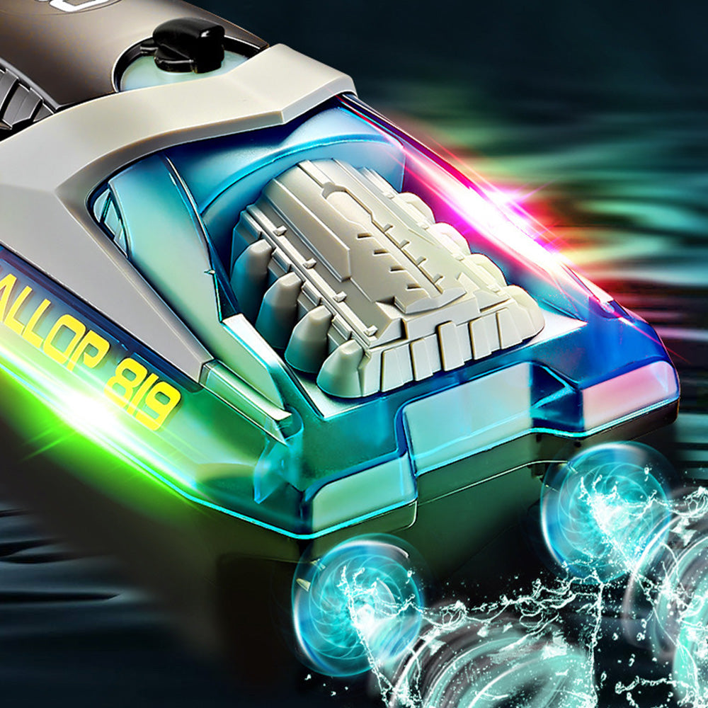 Rechargeable Water-resistant Remote Control Boat with Color LED Lights for Pool Lake