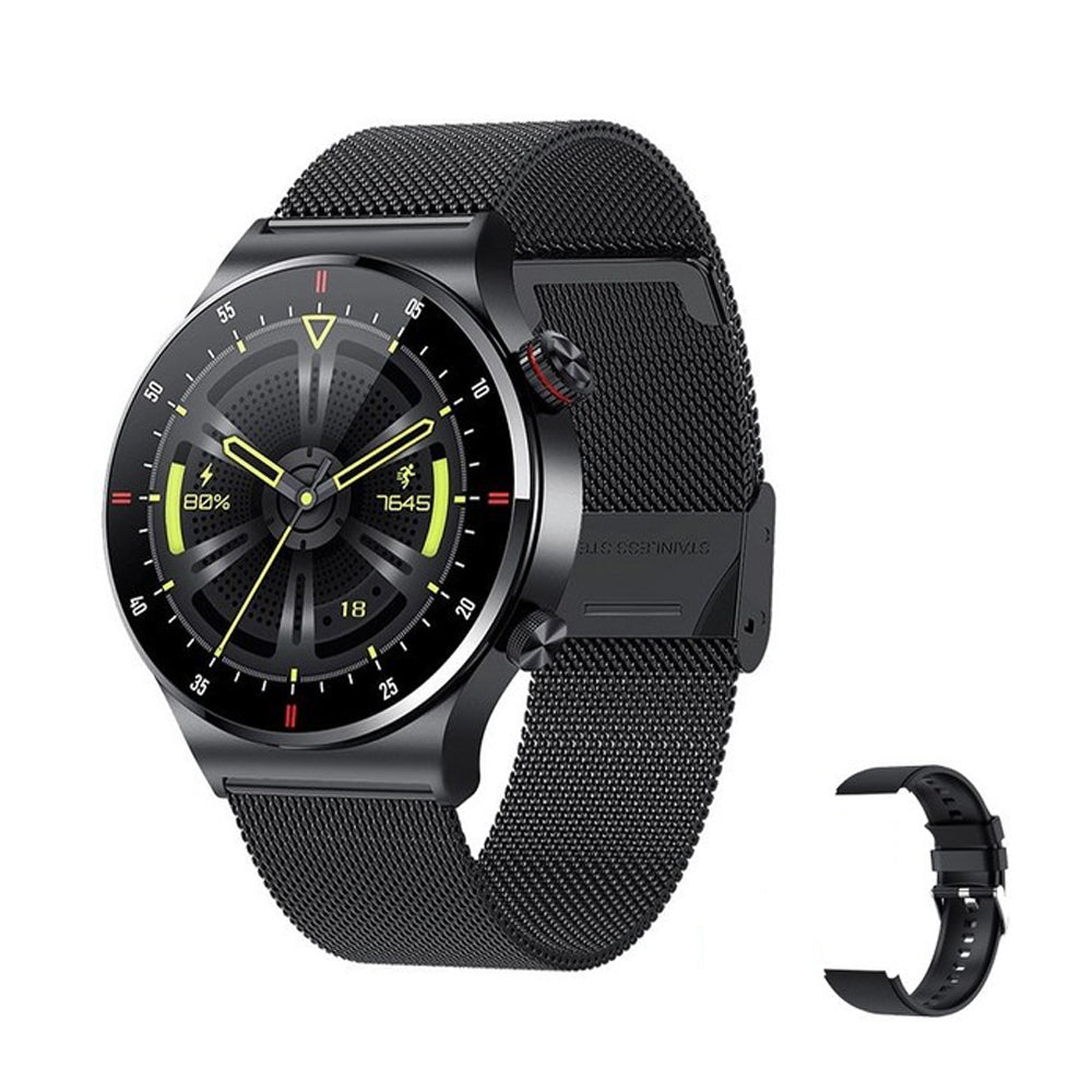 Sport Bluetooth Call Smart Watch With 1 Steel Strap and 1 Silicone Strap