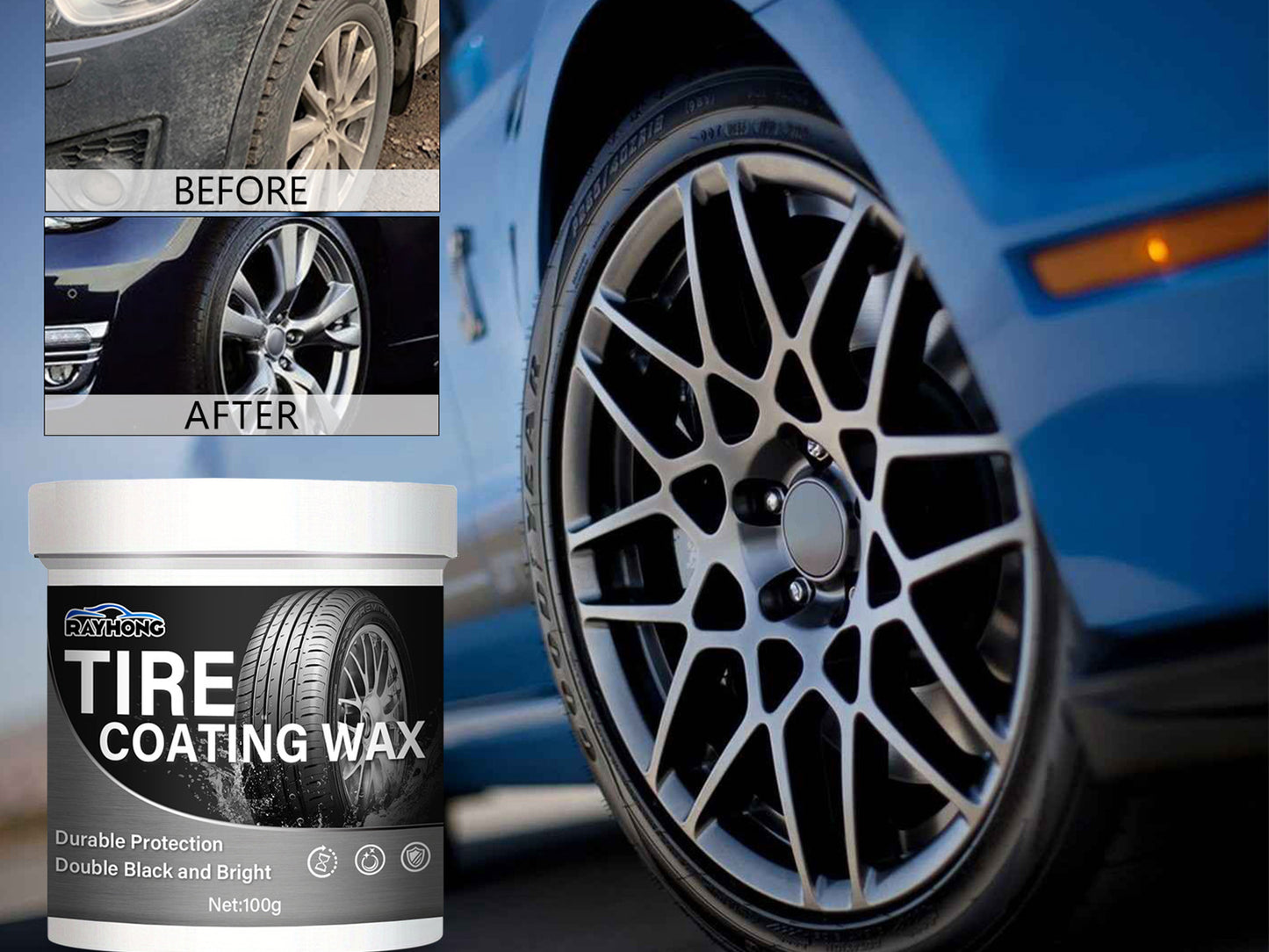 100g Tire Cleaner Paste Coating Paste Car Tire Wax for Rubber Car Tyre