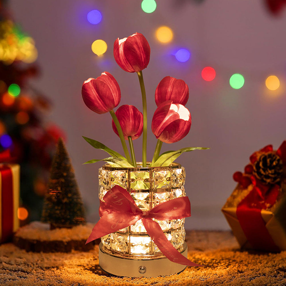 Tulip Flower Lamp Valentine Day Gifts 3 Color Dimming Night Light