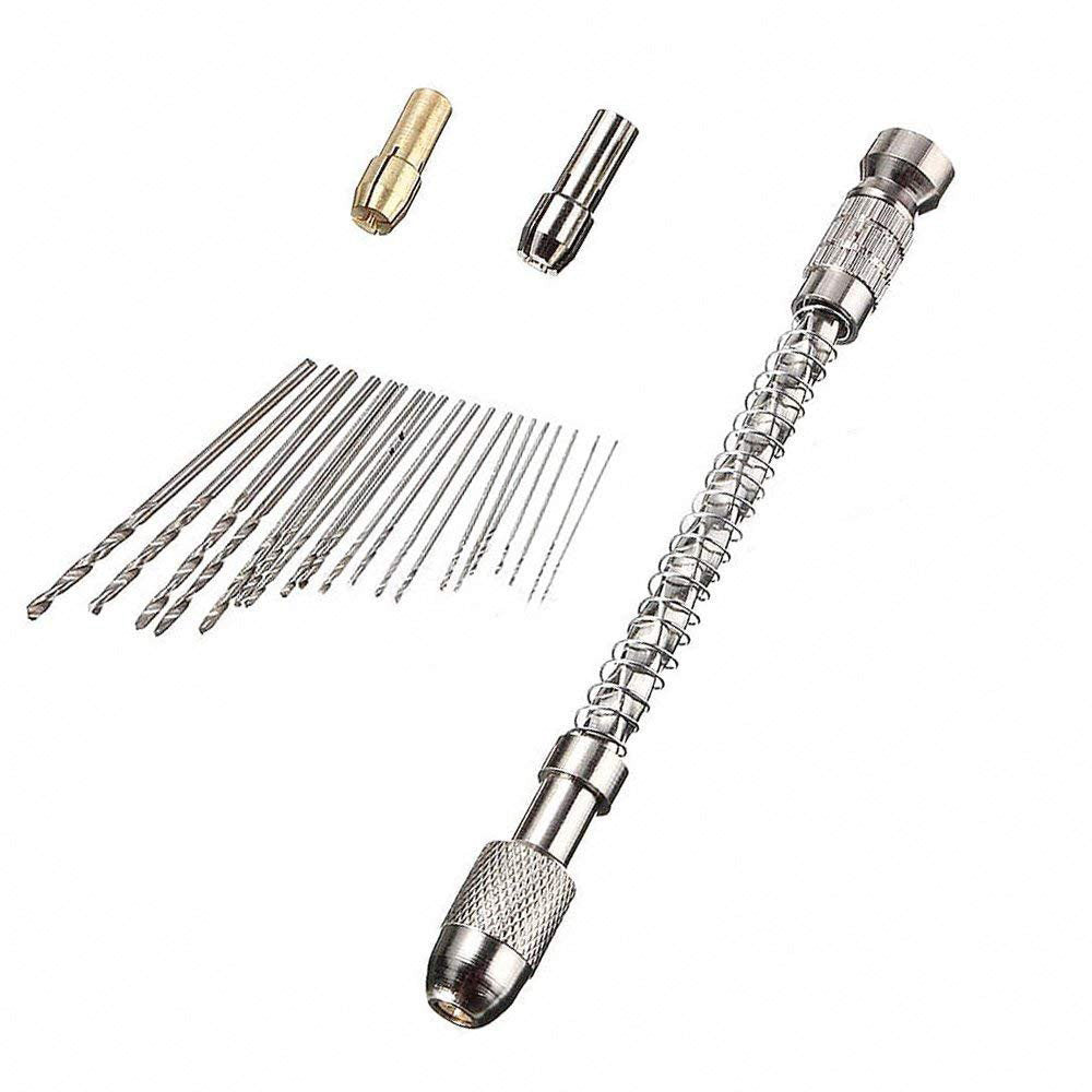 20 PCS Stainless Steel Precision Pin Vise Hand Drill Set Manual Pin Vise Set for Model Craft DIY