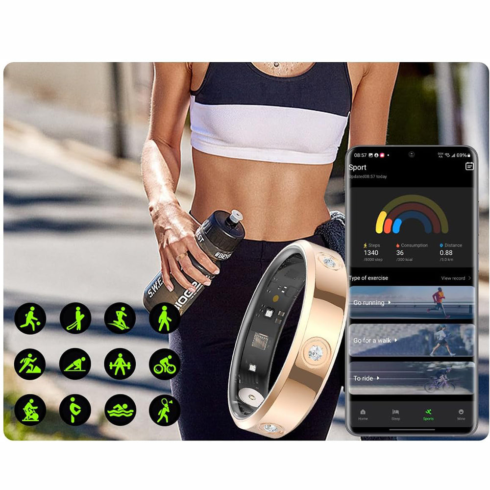 Stainless Steel Smart Ring with Charging Case