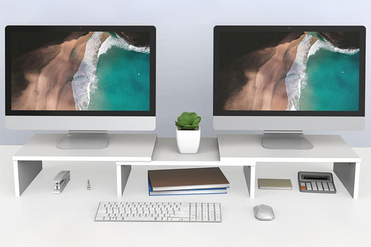 Dual Monitor Stand Riser Adjustable Computer Monitor Stand for Books iMac Laptop
