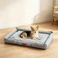 Square Raised Edge Oxford Fabric Sofa Pet Bed for Cats and Dogs-Grey