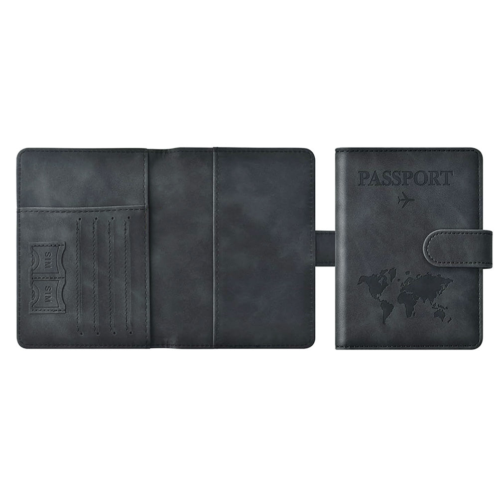 Passport Holder RFID Blocking Leather Cover Wallet With Closure For Travel Essentials