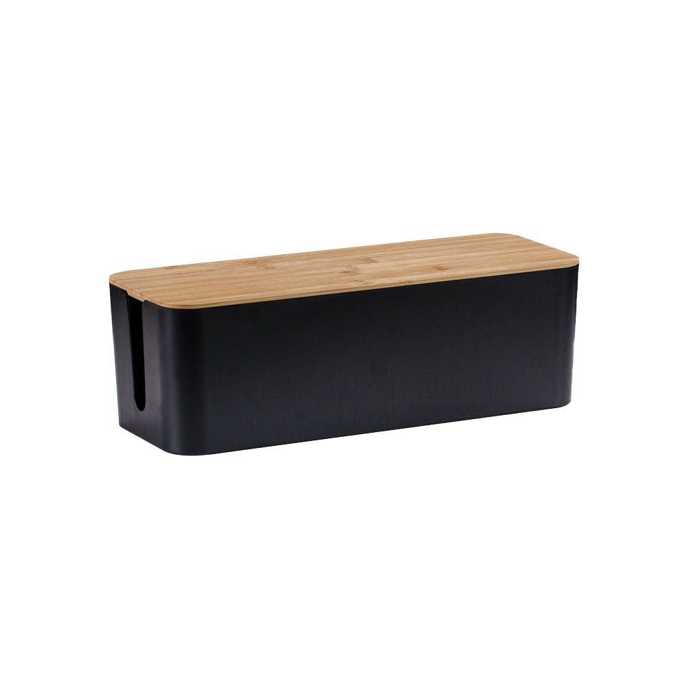 Bamboo Lid Cable Management Storage Box for Home and Office