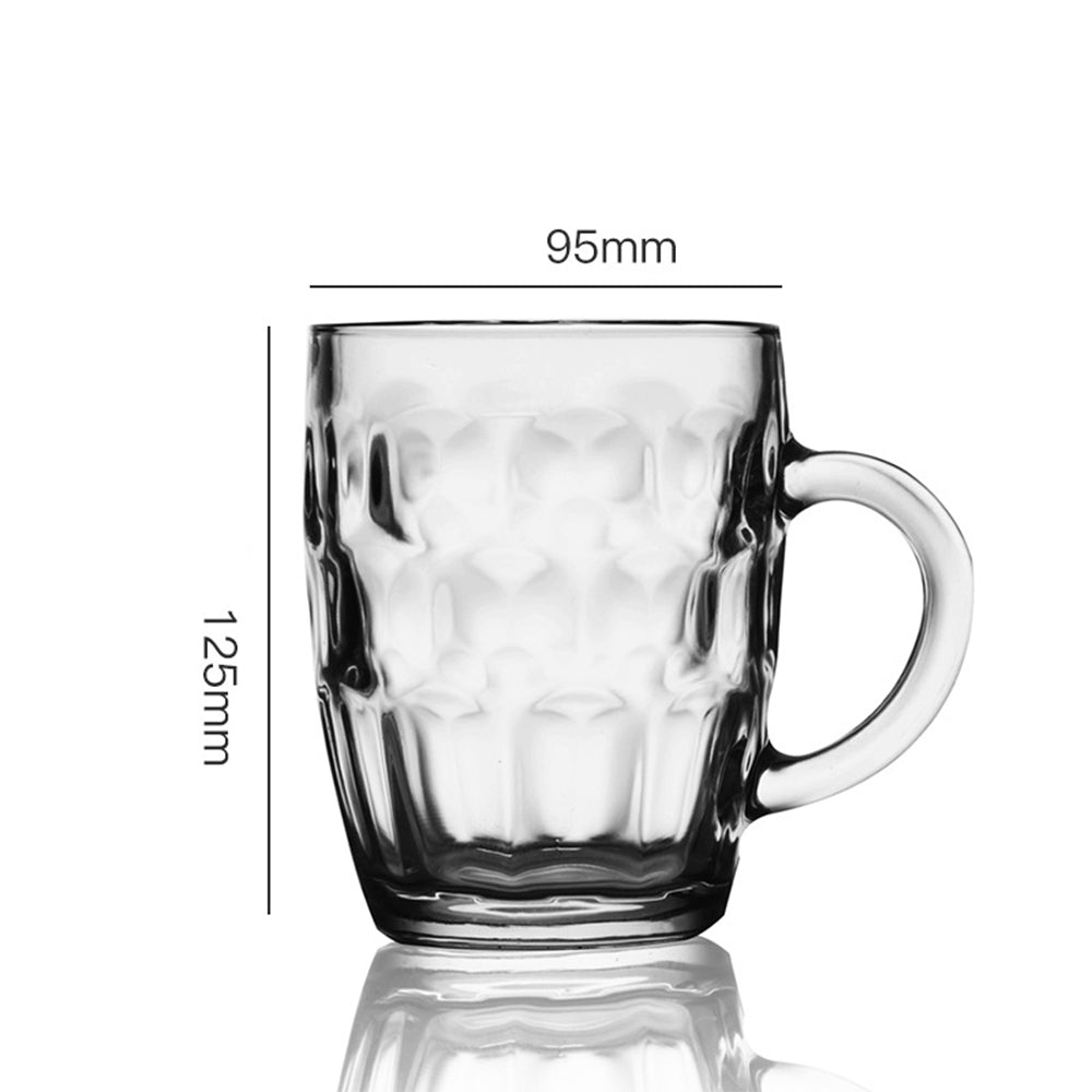 6Pcs 560ml Thick Dimpled Glass Beer Mugs with Handles