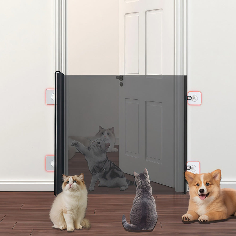 Retractable Pet Gate No Drill Barrier for Dogs and Cats Indoor Outdoor Use