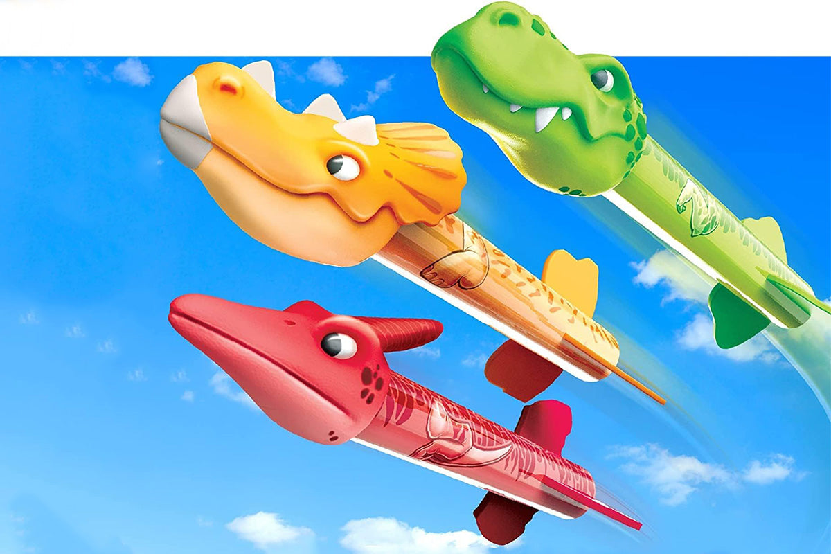 Dinosaur Rocket Launcher Toy Set Outdoor Fun Toys for Boys and Girls Birthday Gift