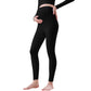Maternity Leggings Pregnancy High Waist Warm Thermal Pants with Adjustable Belly Band-Black