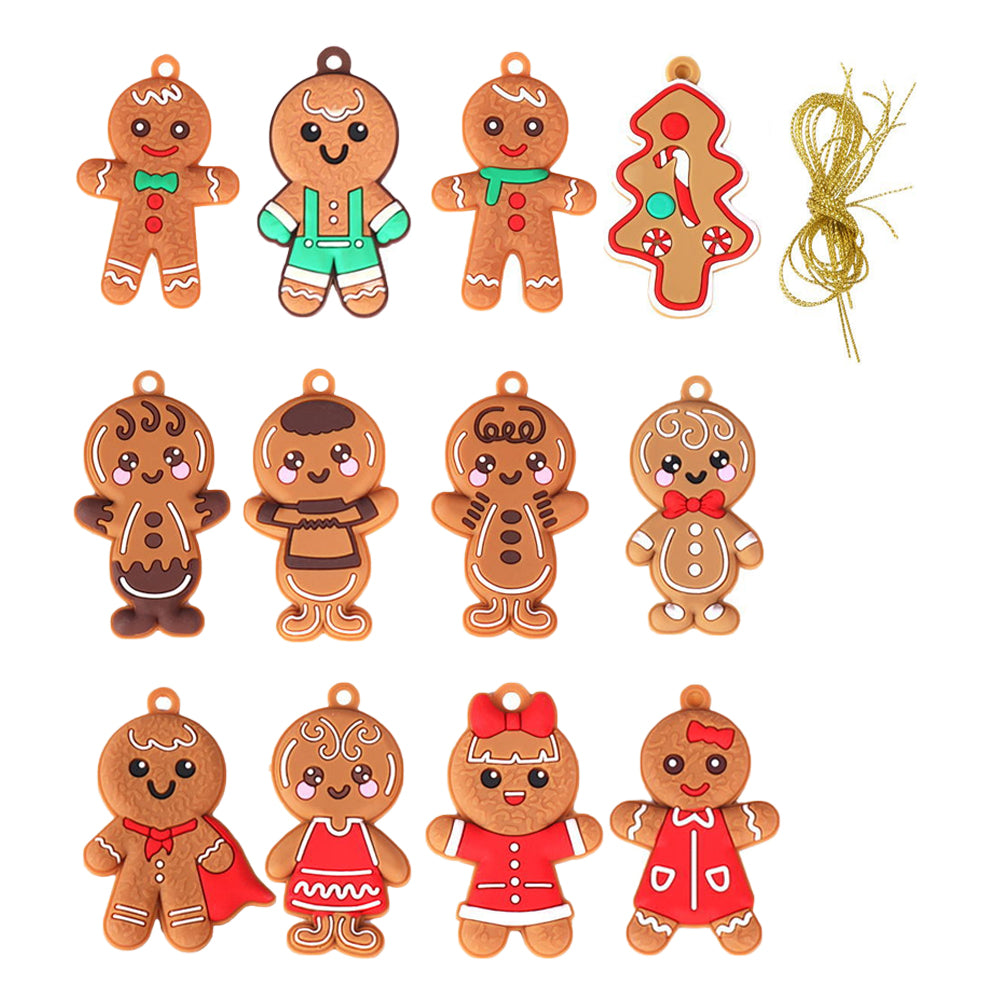 12Pcs Gingerbread Man Christmas Tree Hanging Pendants