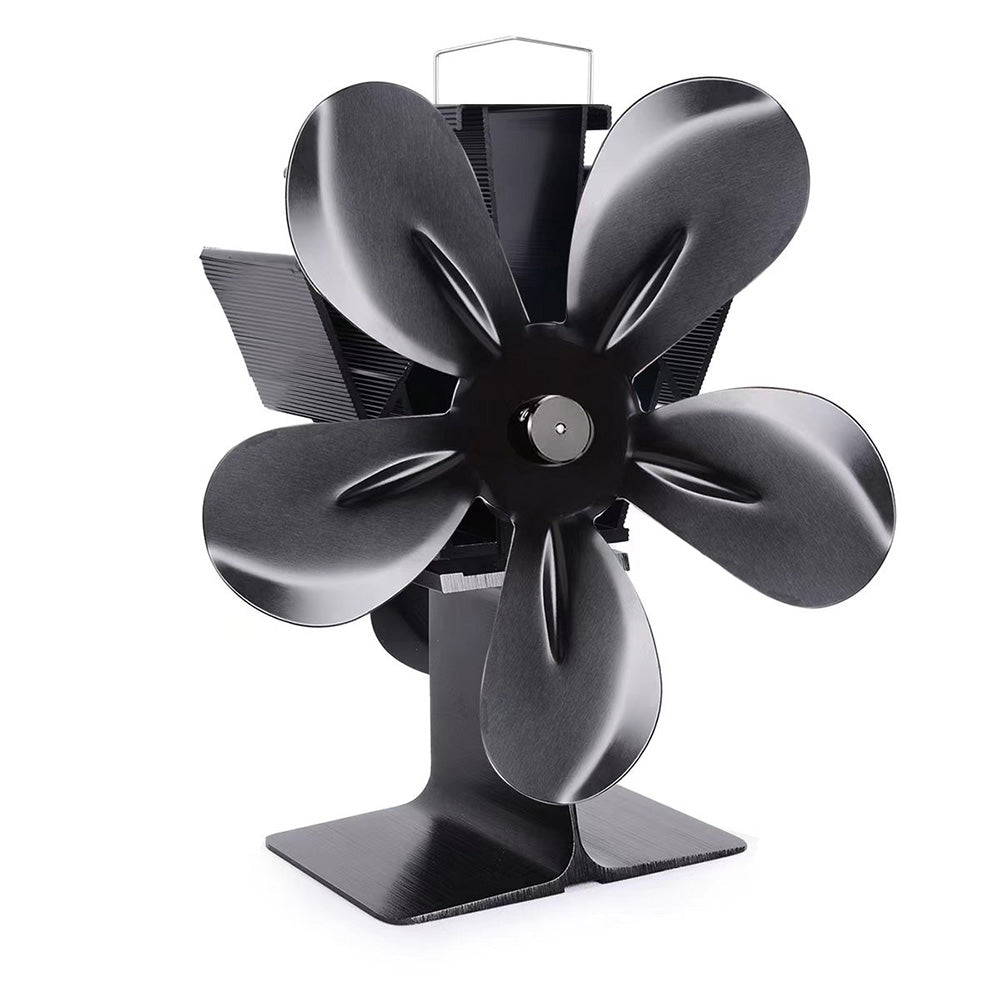 5-Blade Fireplace Fan Heat Self-Powered Wood Stove Top Burner