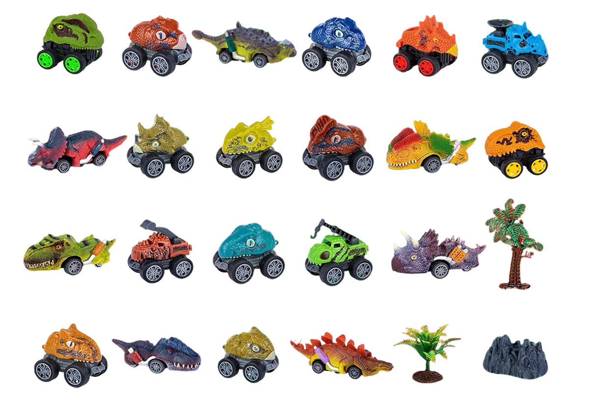 2025 Dinosaur Cars Advent Calendar Christmas Countdown Blind Box Pull Back Car Toy Set
