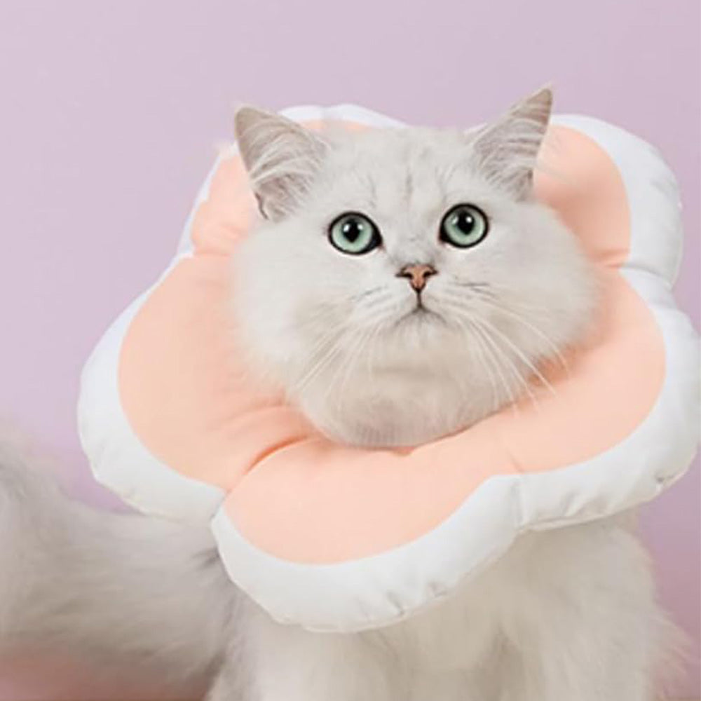 Cute Flower Cat Cone Collar Anti-Bite Lick Wound Healing Protective Neck Collar-Peach Blossom