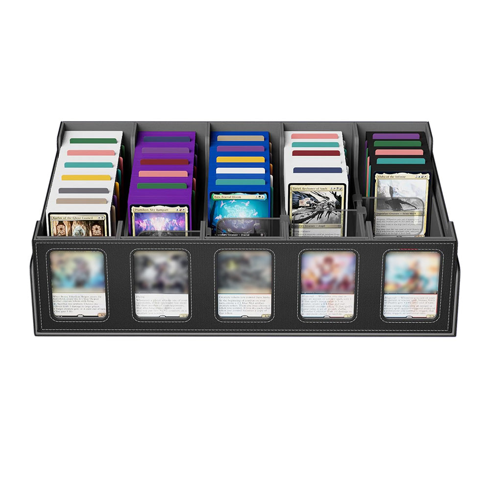 5 Row Trading Card Storage Box with Display Slot Removable Attachment Cover