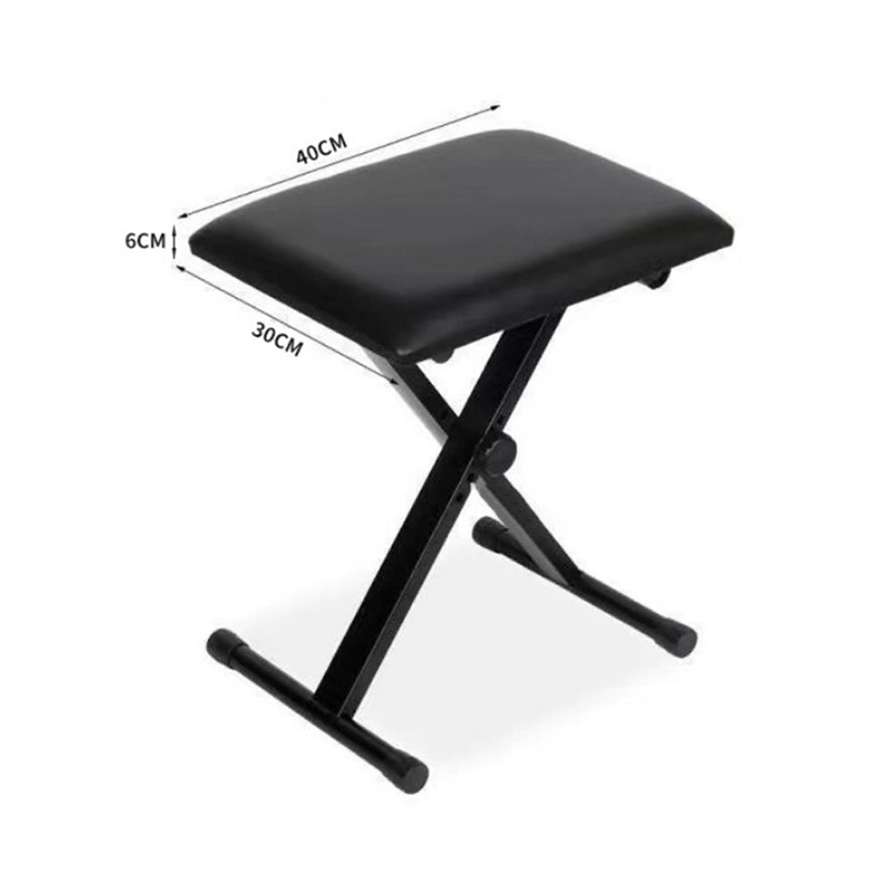 Portable Piano Stool Adjustable Folding Keyboard Seat Bench Chair Black