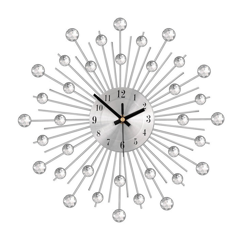 Luxury Wall Clock Metal Rhinestone-Studded Modern Silent Clock