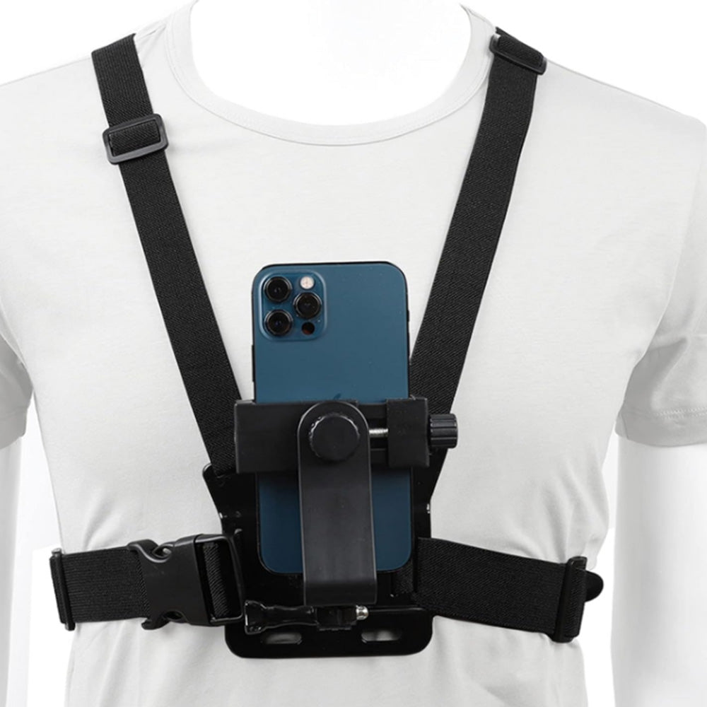 Mobile Phone Chest Mount Harness Strap Holder with Rotating Phone Clip